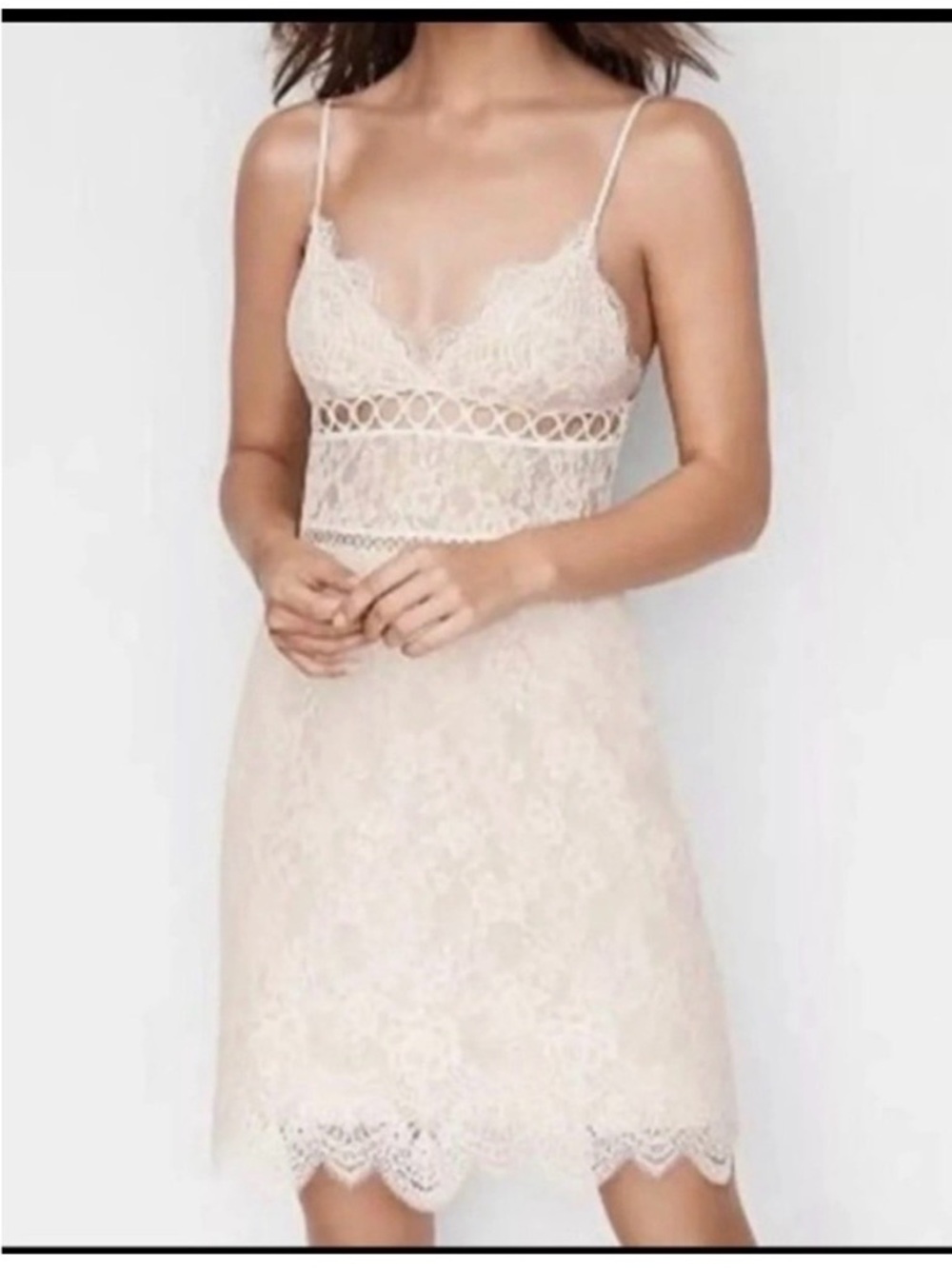 Victoria's Secret Lace Chemise Slip in Light Cream